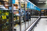 A row of supermarket fridges