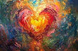 abstract painting of a heart, colorful and glowing