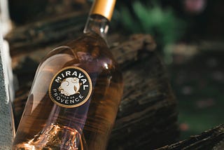 A bottle of Miraval rose wine