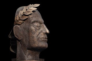 Sculpture of the head of an ancient Roman man