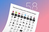 Poster presenting 58 tips for beautiful interface design