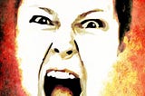 Face of angry person screaming