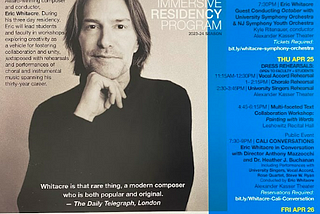 Eric Whitacre’s official flyer posted all around Montclair State University in advance to his arrival.