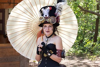 Steampunk lady with parasol