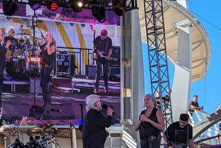 This shows the band Jefferson Starship in concert.