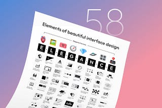 Poster presenting 58 tips for beautiful interface design