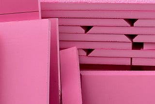 A stack of pink styrofoam