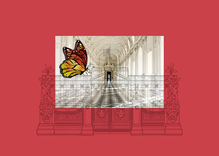 Buckingham Palace and a Monarch butterfly